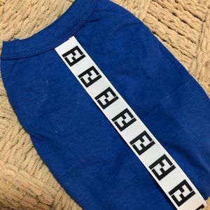 F monogram dog logo designer fashion tshirt black